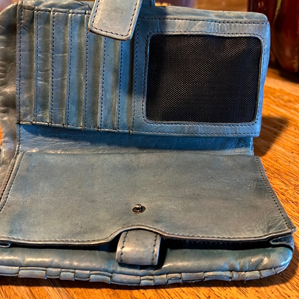 Blue leather wallet